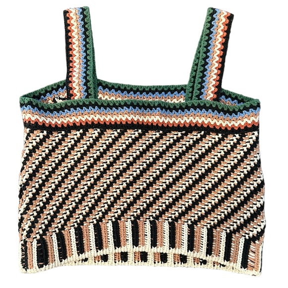 Veronica Beard Livina Woven Knit Sweater Stripe Diagnol Geometric Tank Top Small - Picture 3 of 16